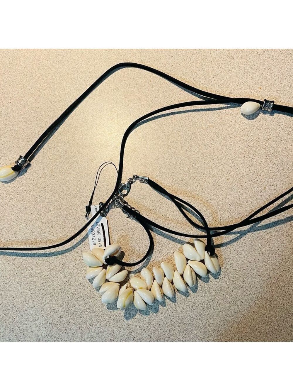 Urban Outfitters Cream and Black Necklace with Organic Pendant